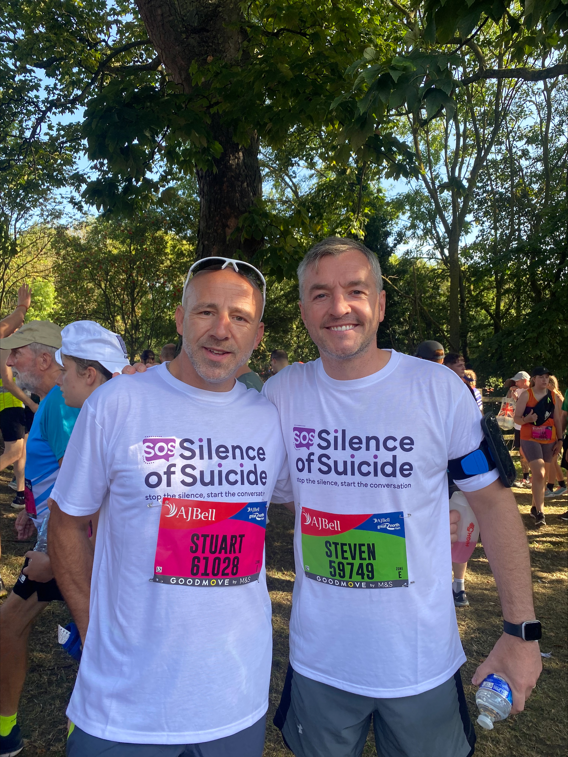 Steven Hayden and Stuart Carter Raise £1635 for SOS Silence of Suicide Charity in the Great North Run